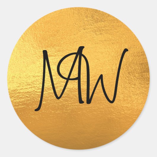 Gold Foil Monogram Initiaal Name Envelope Seals Ronde Sticker (Voorkant)