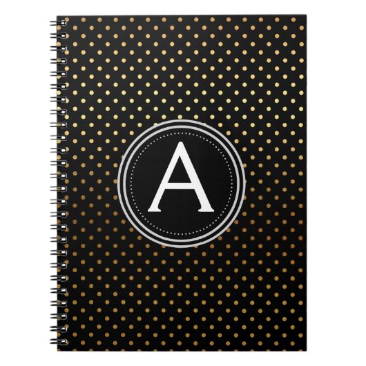 Gold Foil Monogram Polka Dot Notitieboek (Voorkant)