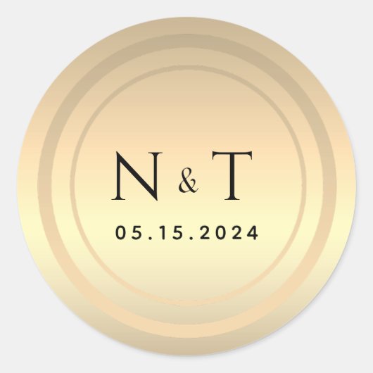 Gold Foil Monogram Weddenschap Ronde Sticker (Voorkant)