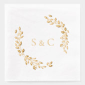 Gold Foil Monogramme Wreath Mariage élégant (Recto)