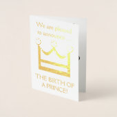 Gold Foil "NAISSANCE D'UN PRINCE !" Faire-part béb (Devant)