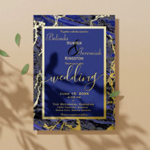 Gold Foil & Navy Blue 5-inch x 7-inch bruiloft