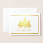 Gold Foil Noël Arbres Joyeux Noël Carte (Devant avec enveloppe)