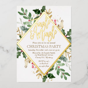 Gold Foil Noël Fête Invitation
