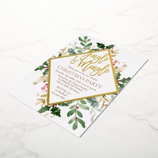 Gold Foil Noël Fête Invitation (Rotation)