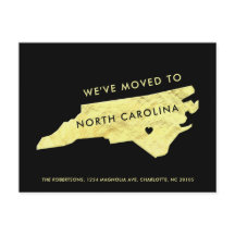 Gold Foil North Carolina Map - Nieuw adres