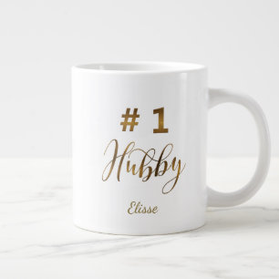 Gold Foil Number 1 Hubby Typografie Monogram Jumbo Beker