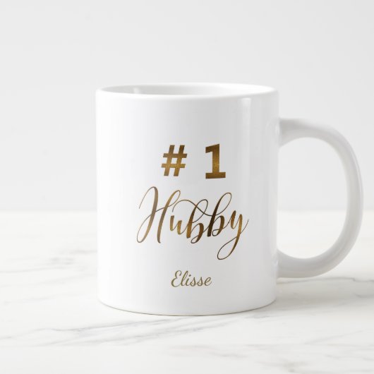 Gold Foil Number 1 Hubby Typografie Monogram Jumbo Beker (Rechts)