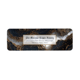 Gold Foil Obsidian Marble Return Address Etiket