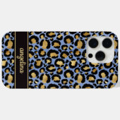 Gold Foil On Blue Leopard Print Monogrammed Case-Mate iPhone Case (Achterkant (horizontaal))