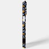 Gold Foil On Blue Leopard Print Monogrammed Case-Mate iPhone Case (Achterkant / Rechts)
