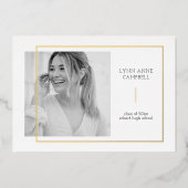 Gold Foil One Photo Modern Simple Graduparty Folie Uitnodiging (Voorkant)
