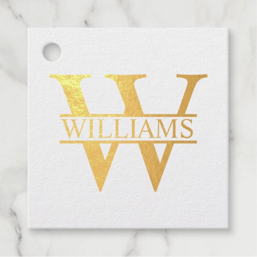 Gold Foil op maat gesneden monogram en naam Bedankjes Labels (Voorkant)