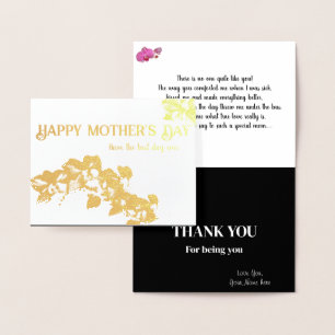 Gold Foil Orchid Moederdag met bedrukte groet Folie Kaarten