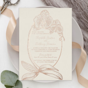 Gold Foil Orchid Wedding Real Folie Uitnodiging