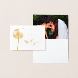 Gold Foil Paardebloem Foto Dank u kaart
