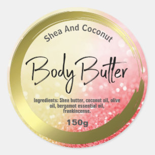 Gold Foil Paint Red Glitter Body Butter Labels
