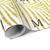 Gold Foil Palm Leaf Tropical Monogrammed Initialen Cadeaupapier (Rol Hoek)