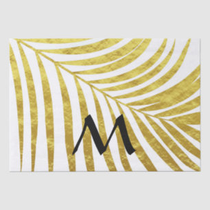 Gold Foil Palm Leaf Tropical Monogrammed Initialen Tissuepapier
