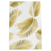 Gold Foil Palm Leaves Pattern Medium Cadeauzakje (Voorkant)