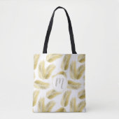 Gold Foil Palm Leaves Pattern & Monogram Draagtas (Voorkant)