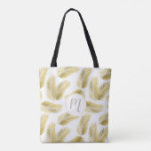 Gold Foil Palm Leaves Pattern & Monogram Draagtas (Achterkant)