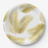 Gold Foil Palm Leaves Pattern Papieren Bordje (Voorkant)
