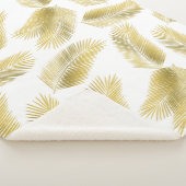 Gold Foil Palm Leaves Pattern Sherpa Deken (3/4)