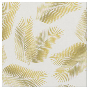 Gold Foil Palm Leaves Pattern Stof