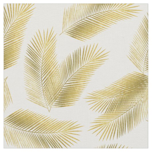 Gold Foil Palm Leaves Pattern Stof (Close Up)