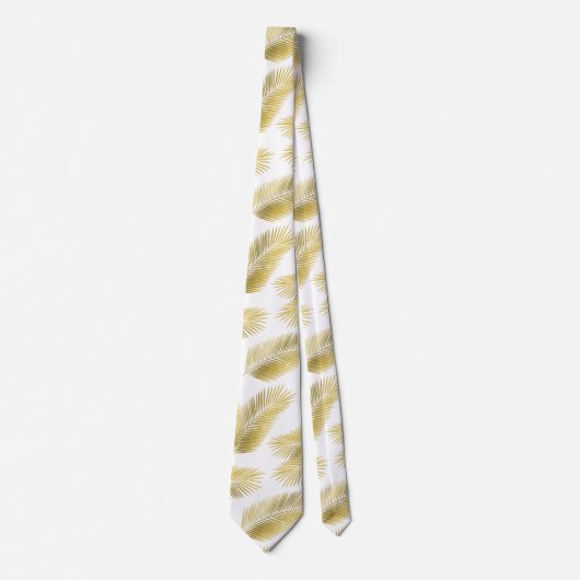 Gold Foil Palm Leaves Pattern Stropdas (Voorkant)