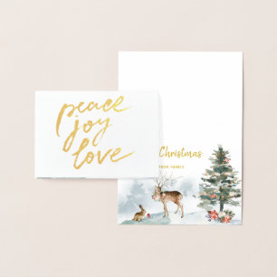 Gold Foil Peace Joy Love Woodland Kerstland Folie Kaarten