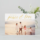 Gold Foil Peace & Love Cartes photos de vacances (Debout devant)
