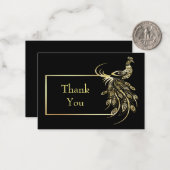 Gold Foil Peacock Bird Carte de remerciements (Devant/Arrière en situation)