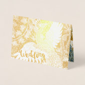 Gold Foil Peacock Typografie Wedding Invitations Folie Kaarten (Voorkant)
