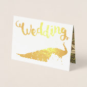 Gold Foil Peacock Typographie Mariage Invitations (Devant)