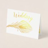 Gold Foil Peacock Typographie Mariage Invitations (Devant)