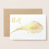 Gold Foil Peacock Typographie Mariage Invitations (Derrière avec enveloppe)