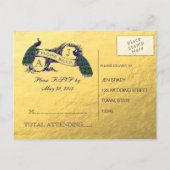 Gold Foil Peacock Wedding RSVP Briefkaart 2 (Achterkant)
