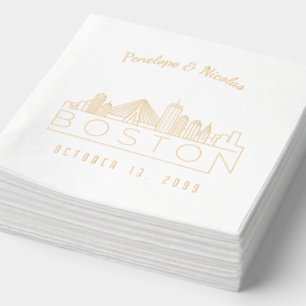 Gold Foil Personnalisé Boston Mariage Napkins