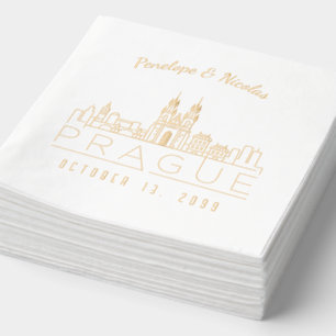 Gold Foil Personnalisé Prague Mariage Napkins