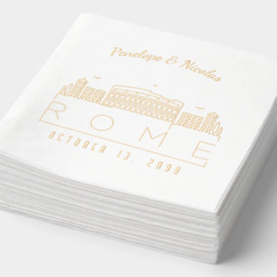 Gold Foil Personnalisé Rome Mariage Napkins