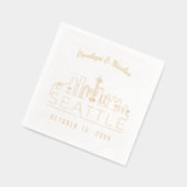 Gold Foil Personnalisé Seattle Mariage serviettes (Gauche)