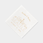 Gold Foil Personnalisé Seattle Mariage serviettes (Droite)