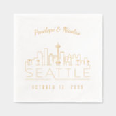 Gold Foil Personnalisé Seattle Mariage serviettes (Recto)