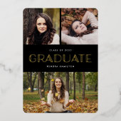 Gold Foil Photo Collage Faire-part de graduation (Recto)