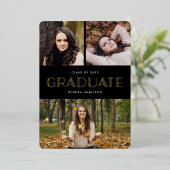 Gold Foil Photo Collage Faire-part de graduation (Debout devant)