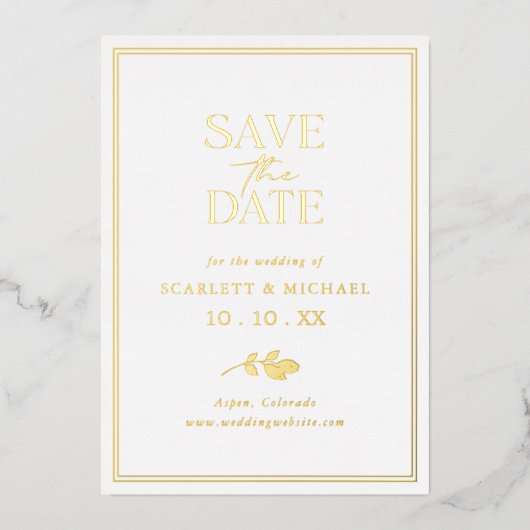 Gold Foil Photo Enregistrer La Date Invitations (Recto)
