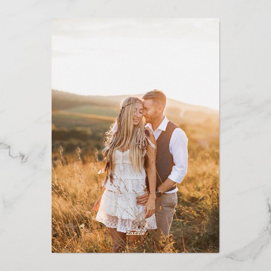 Gold Foil Photo Enregistrer La Date Invitations (Verso)