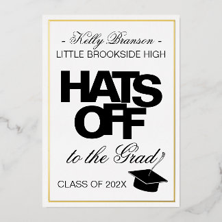Gold Foil Photo Faire-part de graduation Casquette